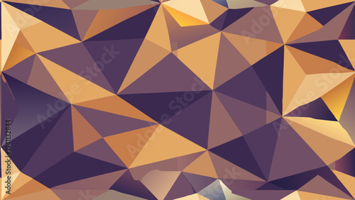 Geometric low poly background with shades of purple and gold