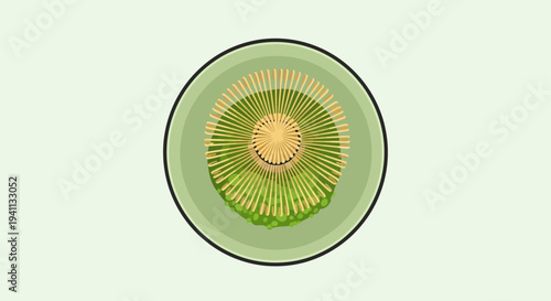 Top view of a matcha whisk and bowl, traditional Japanese tea ceremony preparation