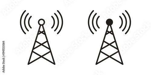 Antenna icon black, line, flat vector, isolated illustration.