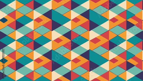 Retro geometric pattern design with triangle and diamond shapes