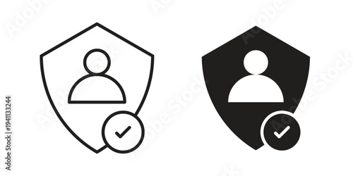 Authentication icon black, line, flat vector, isolated illustration.