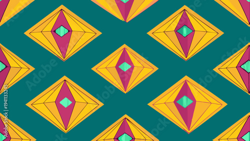 Abstract geometric diamond pattern with vibrant color scheme