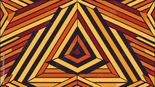 Quadro em tela Abstract striped geometric pattern with warm, earth-tone colors