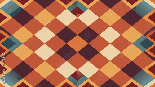 Geometric pattern with warm earth tone diamonds and symmetry