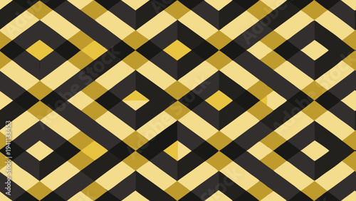Geometric pattern of interlocking diamonds in gold and black