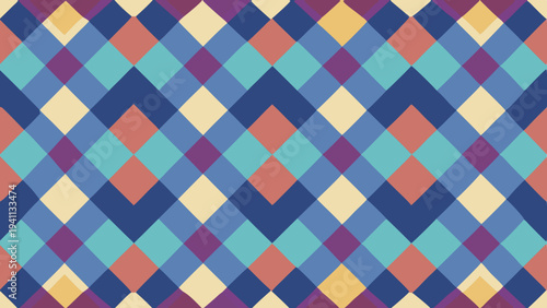 Abstract diamond pattern with geometric shapes and colorful design