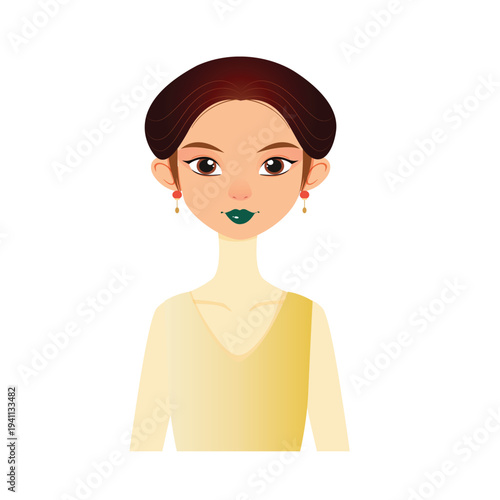 Cartoon woman a high ponytail