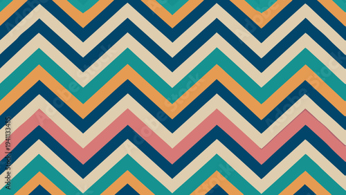 Retro chevron pattern design with bold color palette