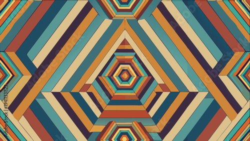 Abstract geometric pattern with linear perspective in retro colors