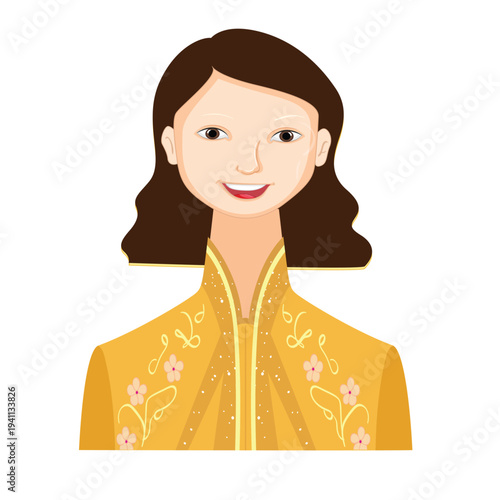 s a cartoon vector illustration of a young woman,