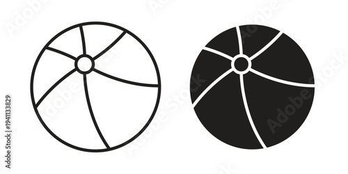 Beach ball icon black, line, flat vector, isolated illustration.