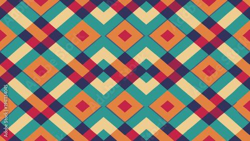 Geometric rhombus pattern with retro color scheme background