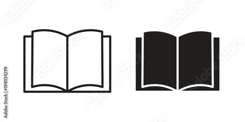 Book icon black, line, flat vector, isolated illustration.