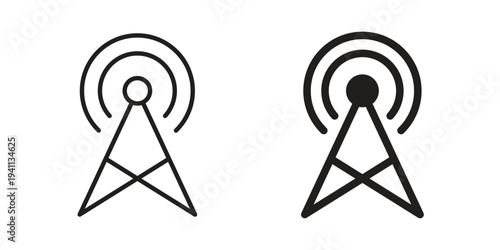 Broadcast icon black, line, flat vector, isolated illustration.