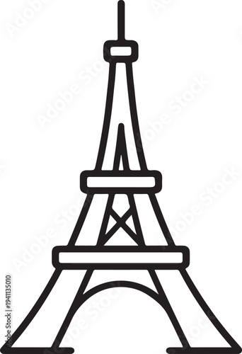 Eiffel tower One line drawing isolated on white background