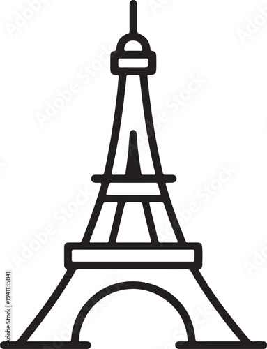 Eiffel tower One line drawing isolated on white background