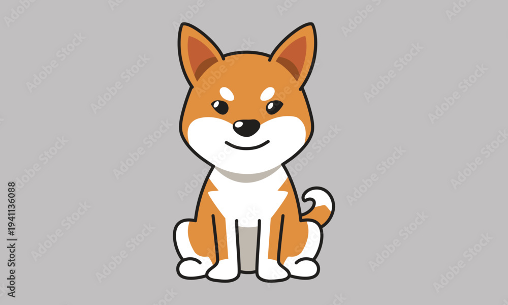 Fototapeta premium Cute Bulldog Cartoon Illustration Sitting