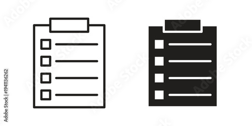 Clipboard icon black, line, flat vector, isolated illustration.