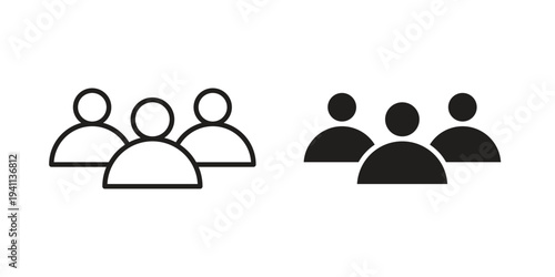 Community icon black, line, flat vector, isolated illustration.