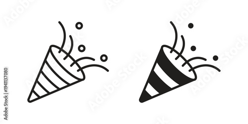 Confetti icon black, line, flat vector, isolated illustration.