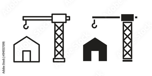 Construction icon black, line, flat vector, isolated illustration.