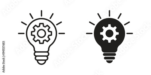 Creative idea icon black, line, flat vector, isolated illustration.