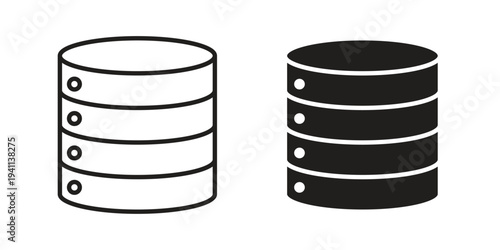 Database icon black, line, flat vector, isolated illustration.