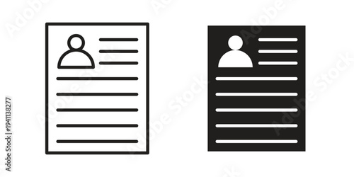CV icon black, line, flat vector, isolated illustration.