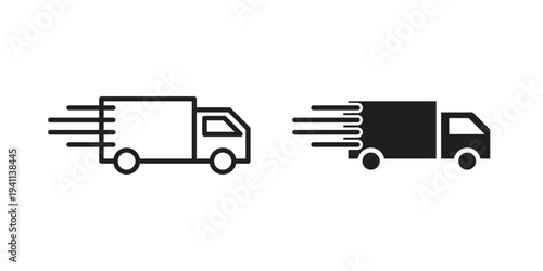 Delivery icon black, line, flat vector, isolated illustration.