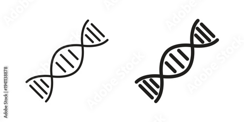 DNA icon black, line, flat vector, isolated illustration.