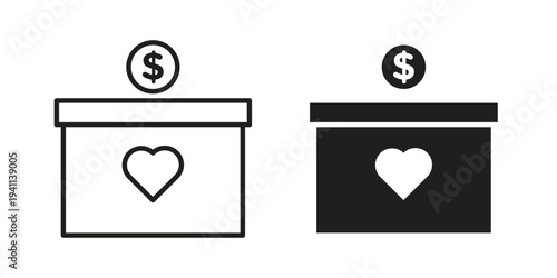 Donate icon black, line, flat vector, isolated illustration.