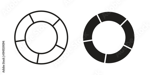 Donut chart icon black, line, flat vector, isolated illustration.