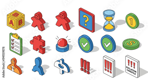 Collection of various business and technology icons on a clean surface