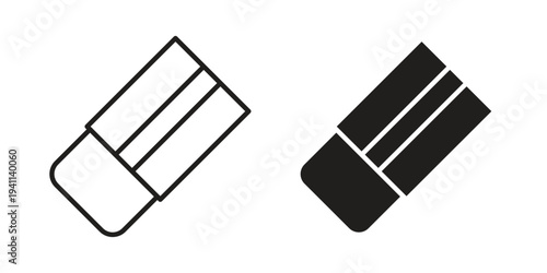 Eraser icon black, line, flat vector, isolated illustration.