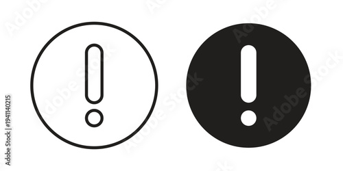 Exclamation button icon black, line, flat vector, isolated illustration.