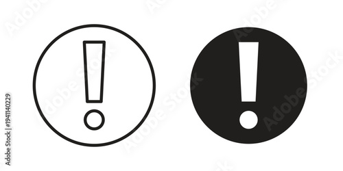 Exclamation icon black, line, flat vector, isolated illustration.
