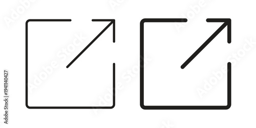 External link icon black, line, flat vector, isolated illustration.