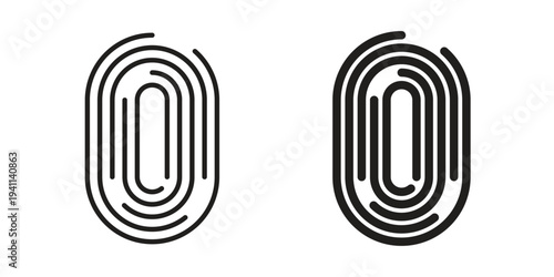 Fingerprint icon black, line, flat vector, isolated illustration.