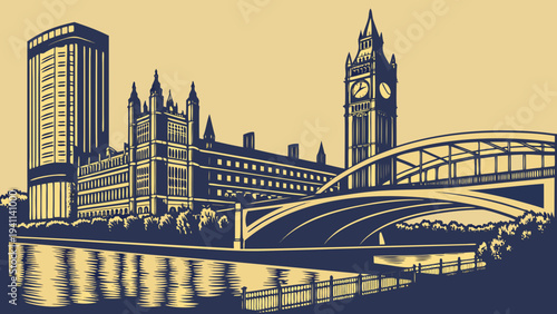 Manchester Skyline at Dusk with River Reflection Long Exposure Photography