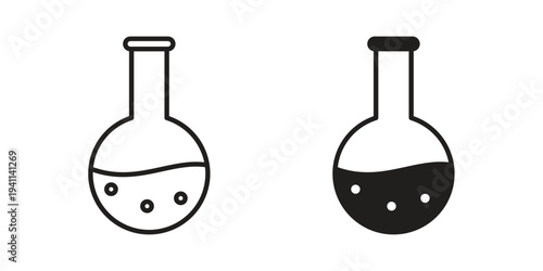 Flask icon black, line, flat vector, isolated illustration.