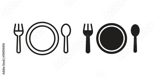 Food icon black, line, flat vector, isolated illustration.