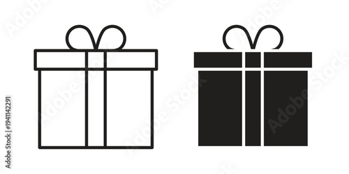 Gift icon black, line, flat vector, isolated illustration.