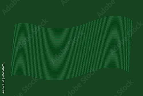 Abstract Green Wavy Lines Pattern on Dark Green Background