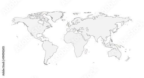 World map outline on white background for global business and travel