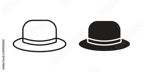 Hat icon black, line, flat vector, isolated illustration.