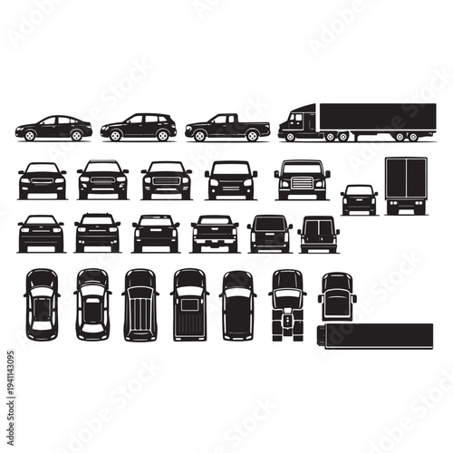 vehicle  icon set vector