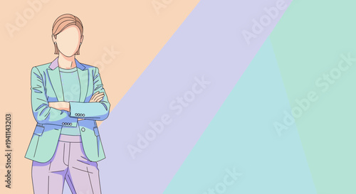 Confident Woman in Business Attire with Arms Crossed.