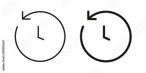 History icon black, line, flat vector, isolated illustration.