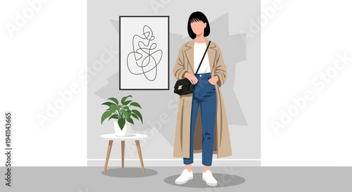 Stylish Woman in Casual Outfit with Chic Accessories and Modern Flair.