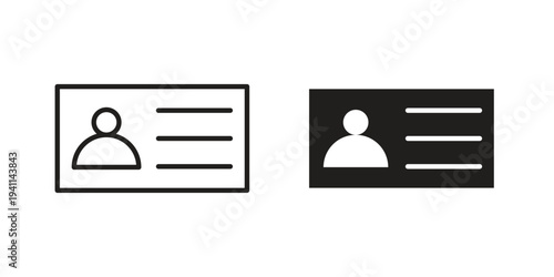 Identity card icon black, line, flat vector, isolated illustration.